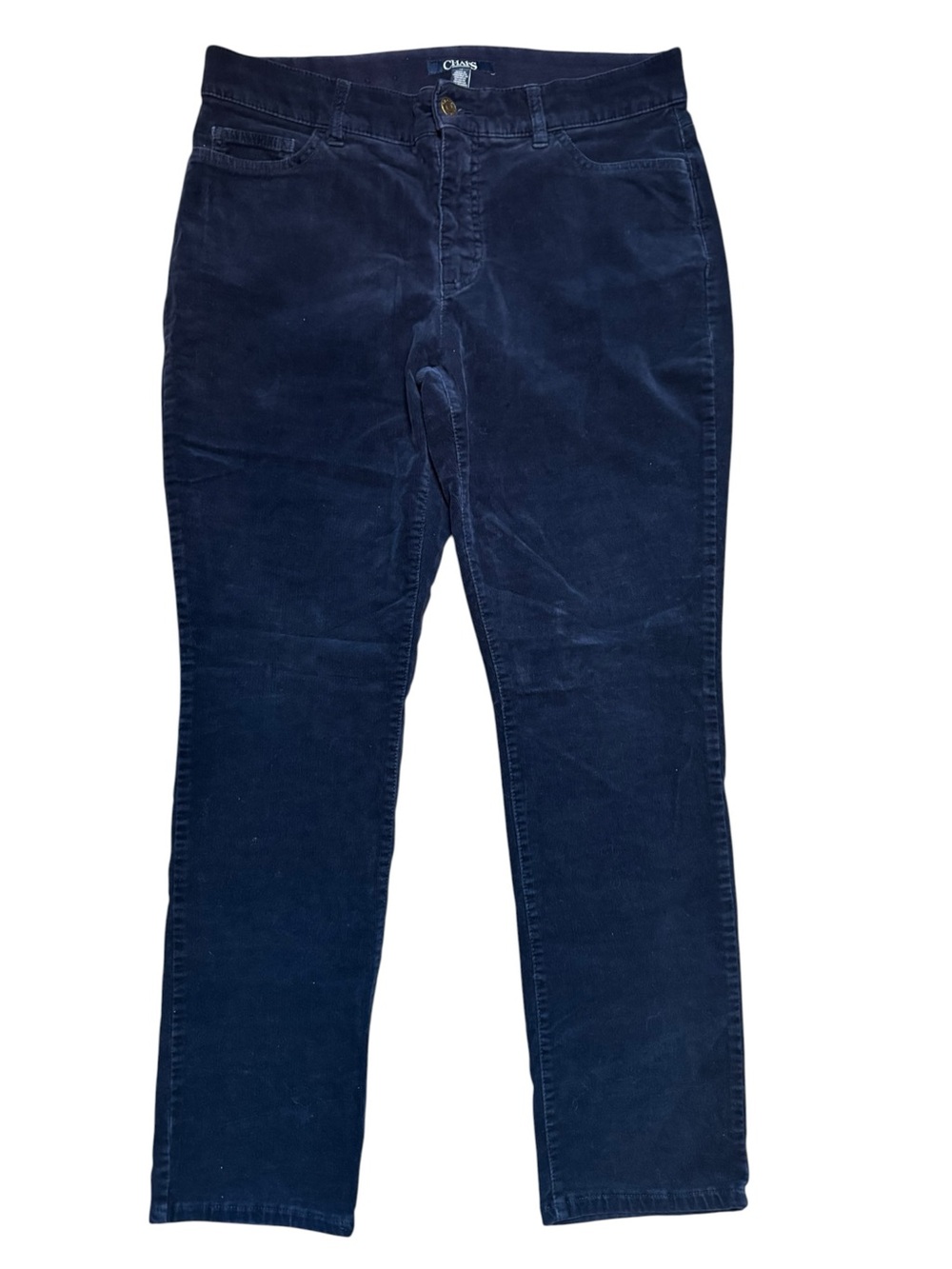 Chaps Women’s Size 12 Dark Navy Corduroy Pants Elastic Waist Straight Leg